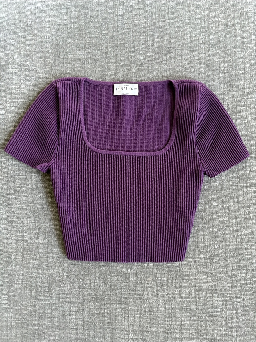 Aritzia Babaton Sculpt Knit Squareneck Crop Top - Purple Grapevine- XS NWOT